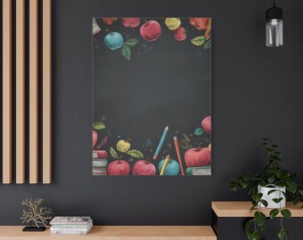 Chalk Doodle Classroom Canvas Wall Art, Gift for Art Lovers, Home Decor Essential, Christmas Gift, Idea Living Room Artwork, Unique Gift
