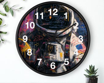 Reloj de pared con el código de la calle Spacewalker / Arte espacial, diseño retro, pieza de arte para sala de estar, artículo esencial para el hogar, idea de regalo de Navidad, obra de arte divertida