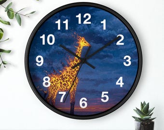Burning Silence Wall Clock | Night Sky Wildlife Art, Living Room Art Piece, Household Essential, Christmas Gift Idea, Fun Art Piece