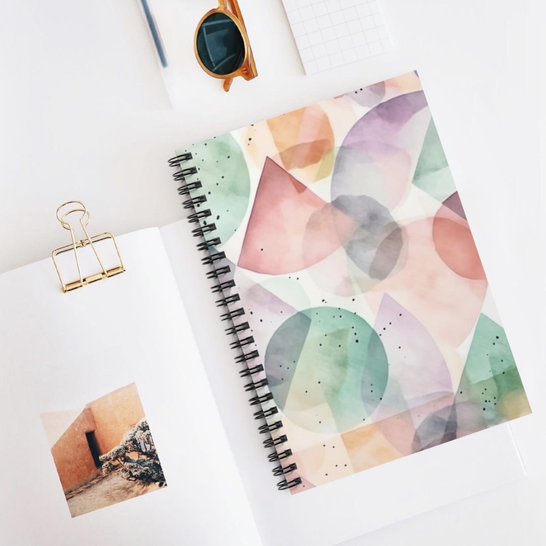 Pastel Geo Shapes Spiral Notebook | Ruled Journal, Artistic Sketchbook ...