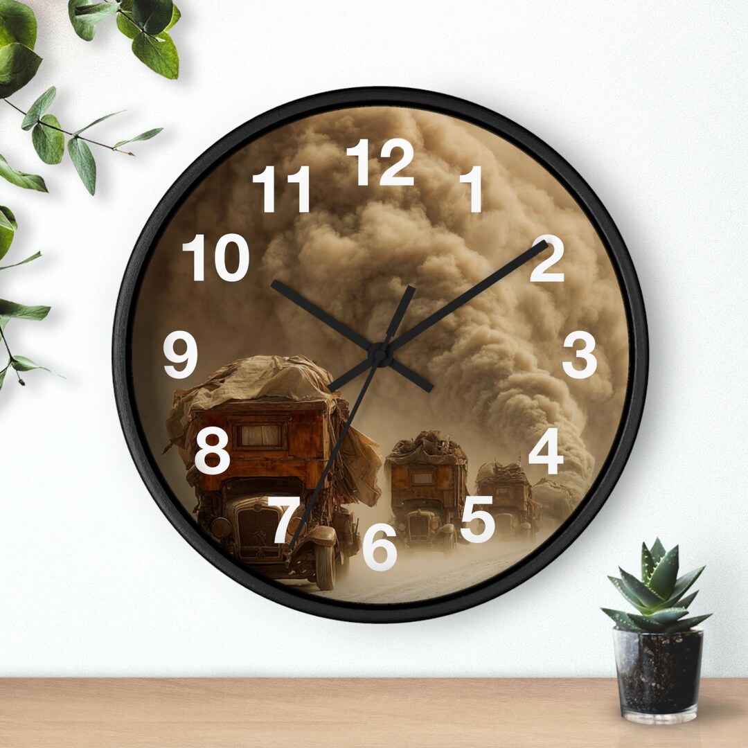 Salt Box Clock Salt Flat Caravan Wall Clock | Vintage Truck Desert Scene, Kitchen Wall ...