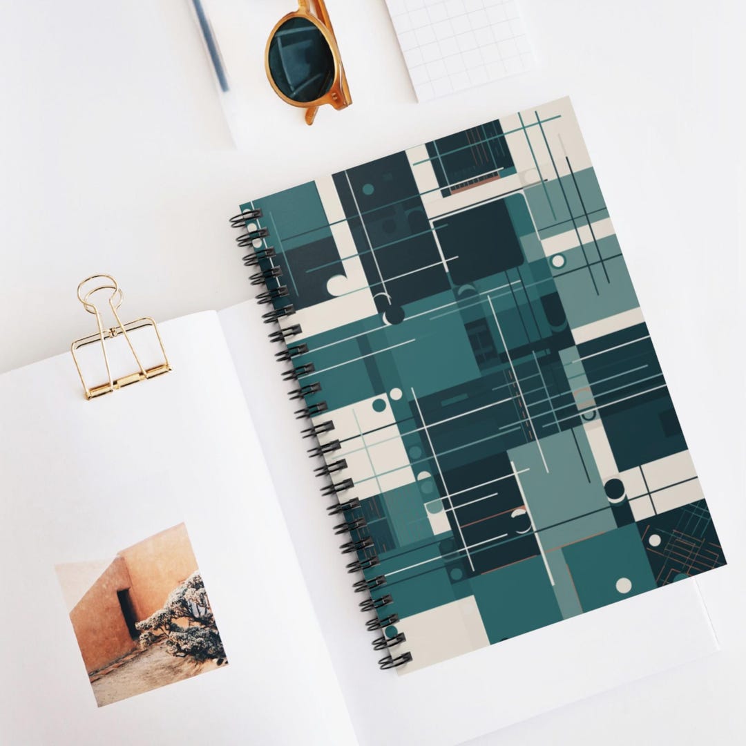 Modular Grid Bloom Spiral Notebook, Ruled Journal, Artistic Sketchbook ...