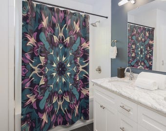 Mandala Bloom Swirl Shower Curtain | Boho Bathroom Decor, Gift for Couples, Home Accessories, Cozy Vibes, Christmas Gift Idea