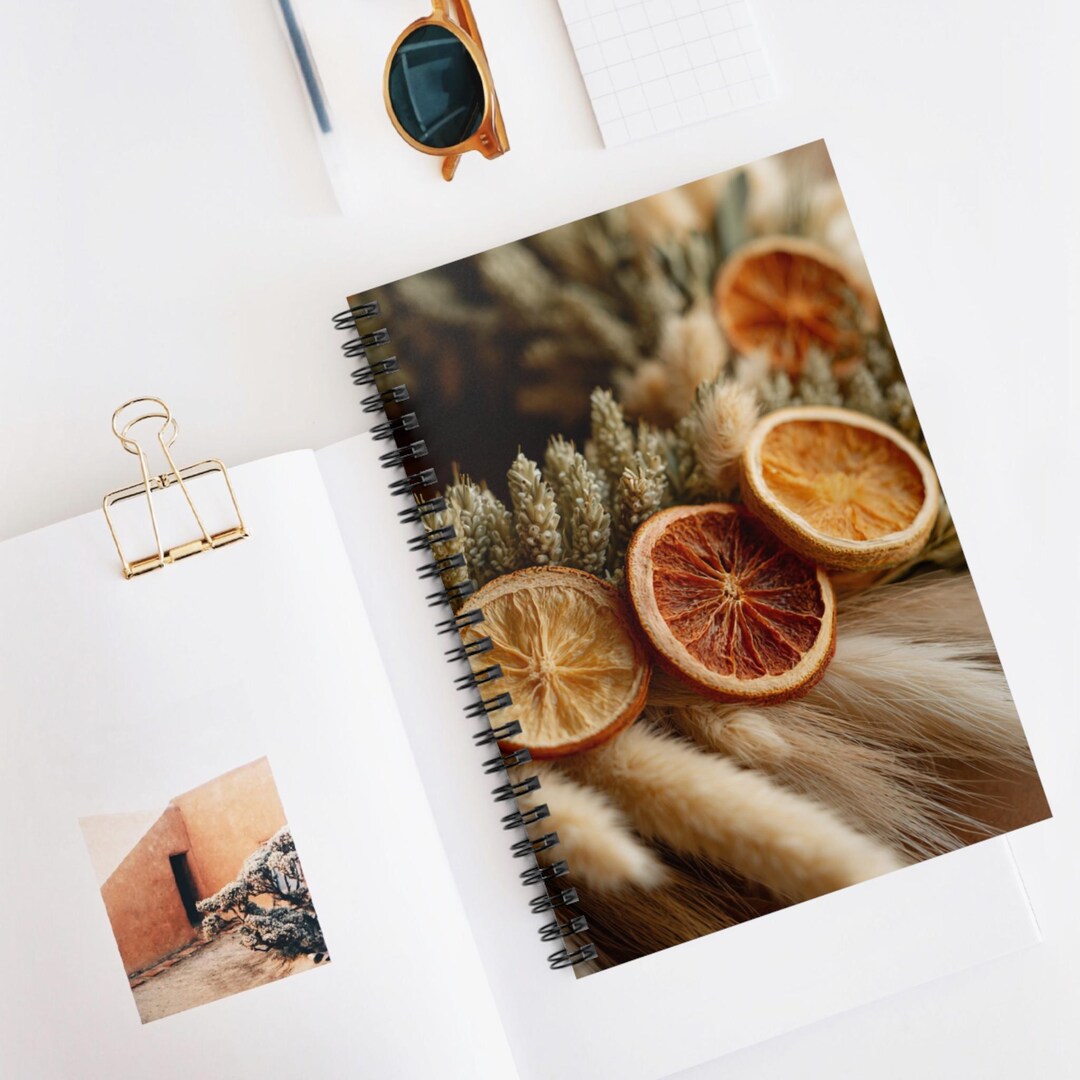Boho Orange Wreath Spiral Notebook - Perfect for Journaling, Gift for ...