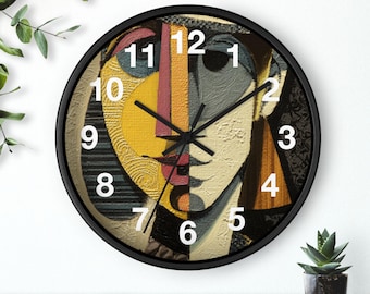 Lady with Hat Wall Clock | Abstract Portrait, Modern Art Clock, Living Room Art Piece, Kitchen Wall Clock, Household Must Have, Gift Idea