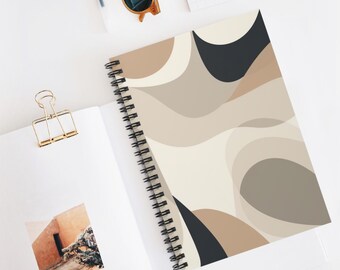 Neutral Curve MinimalSpiral Notebook | Cream Beige Journal, Artistic Sketchbook, Christmas Gift Idea, School Supplies, Creative Writing