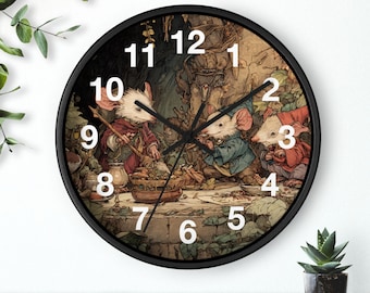 Reloj de pared "Caos del Mercado de Goblins" / Bosque Fantástico, Reloj de pared para cocina, Imprescindible para el hogar, Idea de regalo de Navidad, Reloj único