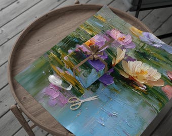 Waterlelie dromen inpakpapier, bloemen cadeaupapier, elegant papier voor elke gelegenheid, milieuvriendelijke verjaardagsverpakking, kunstzinnige cadeauverpakking