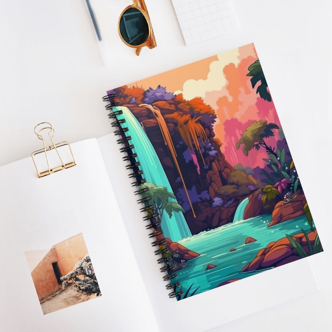 Tropical Jungle Falls Notebook | Spiral Ruled Journal, Artistic ...