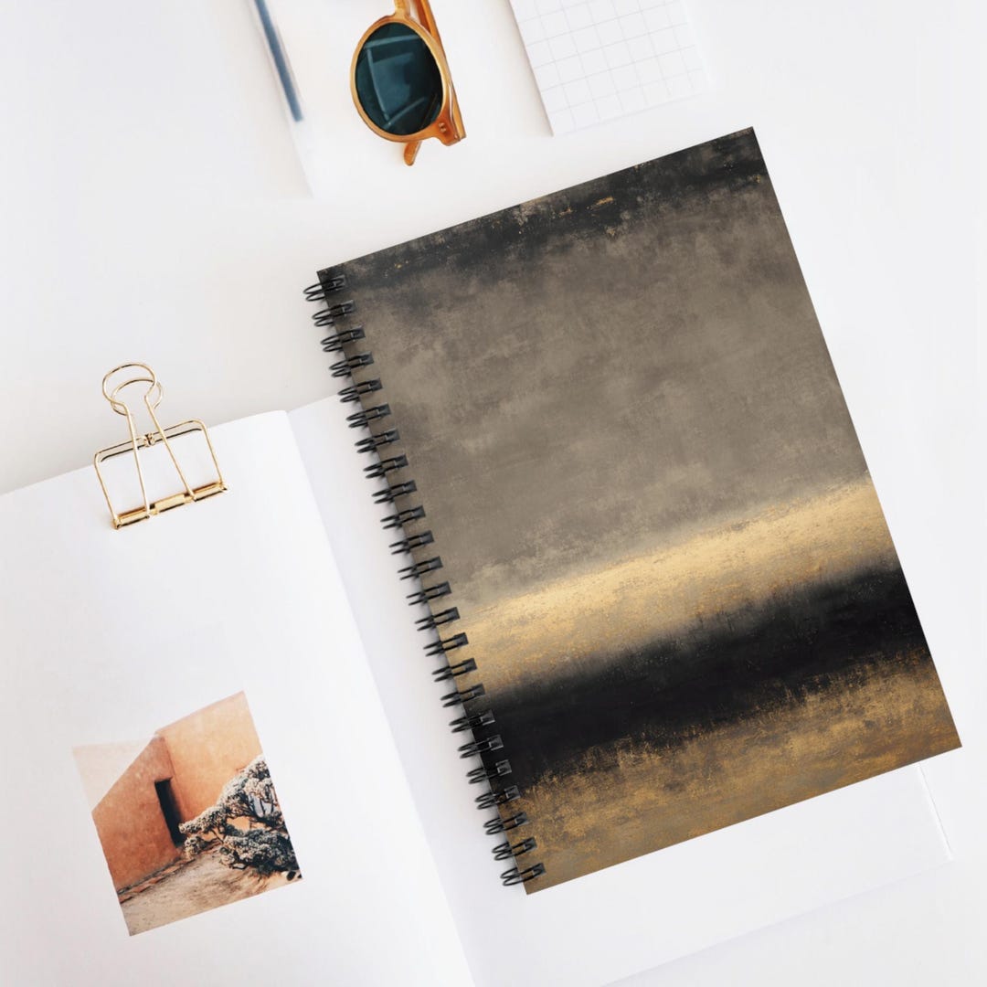 Notebook With Golden Line Charcoal Gold Spiral Notebook for Creative Minds, Journal, Gift for ...