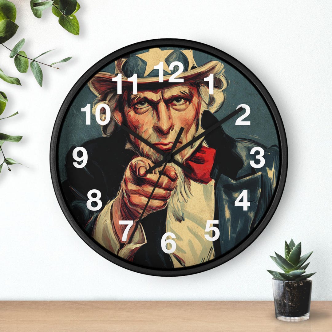 Retro Uncle Sam Wall Clock | Patriotic Vintage Propaganda Design ...