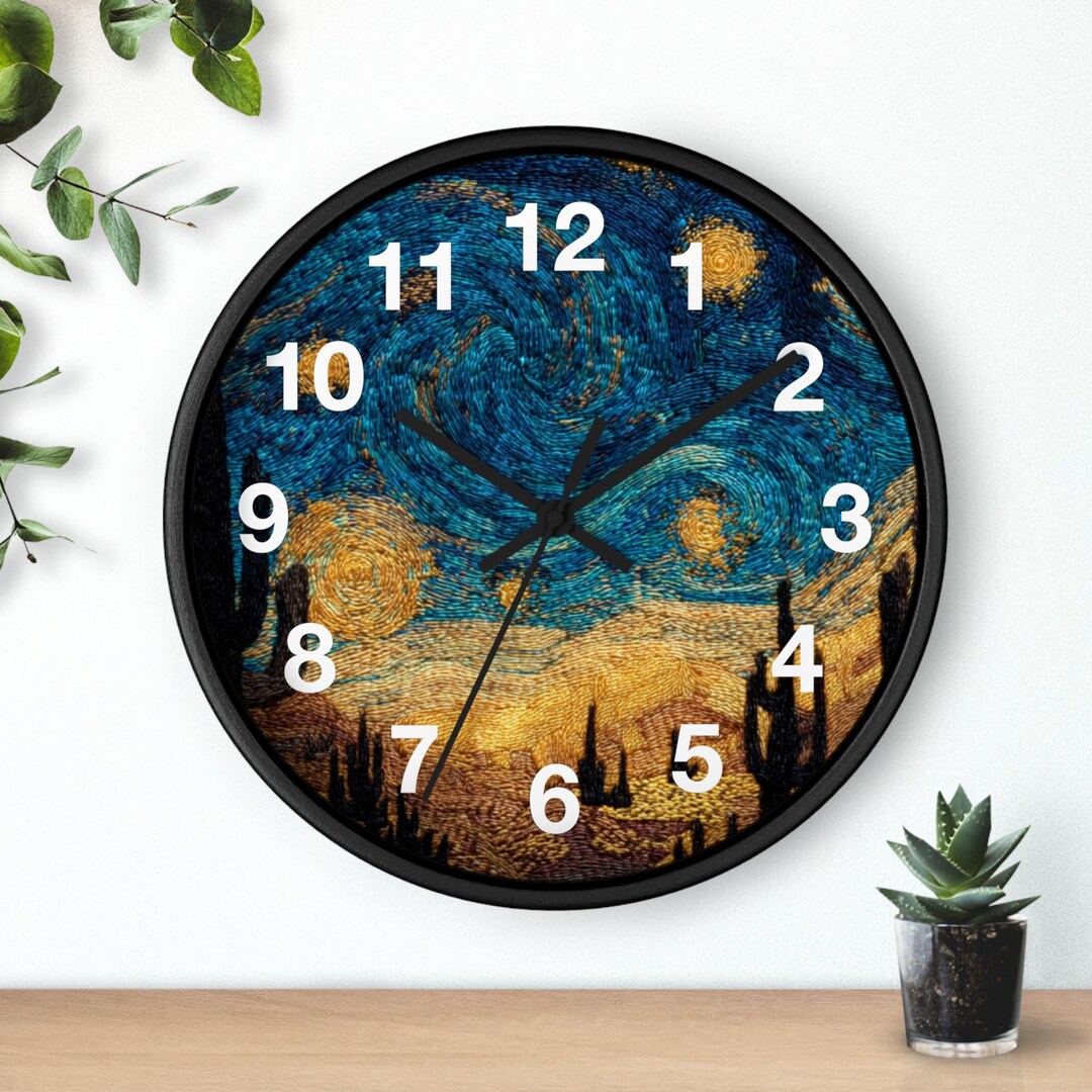 Desert Under Stars Wall Clock | Swirling Blue Art Clock, Room Art Piece ...