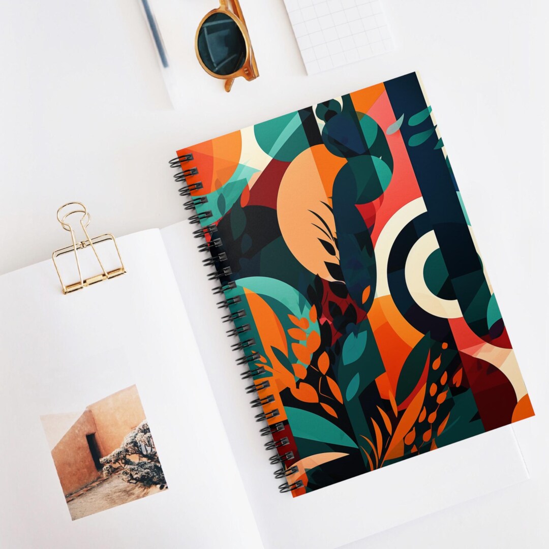 Cutout Shadow Shapes Spiral Notebook | Ruled Lined Journal, Artistic ...