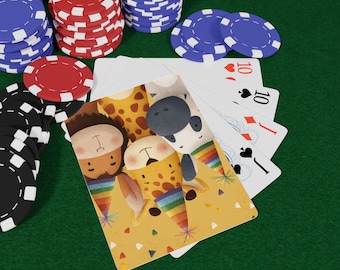 Animal Pride Party Poker Playing Cards, Unique Animal Party Games, Colorful Card Deck for Kids & Adults, Birthday Party Favors, Family Fun