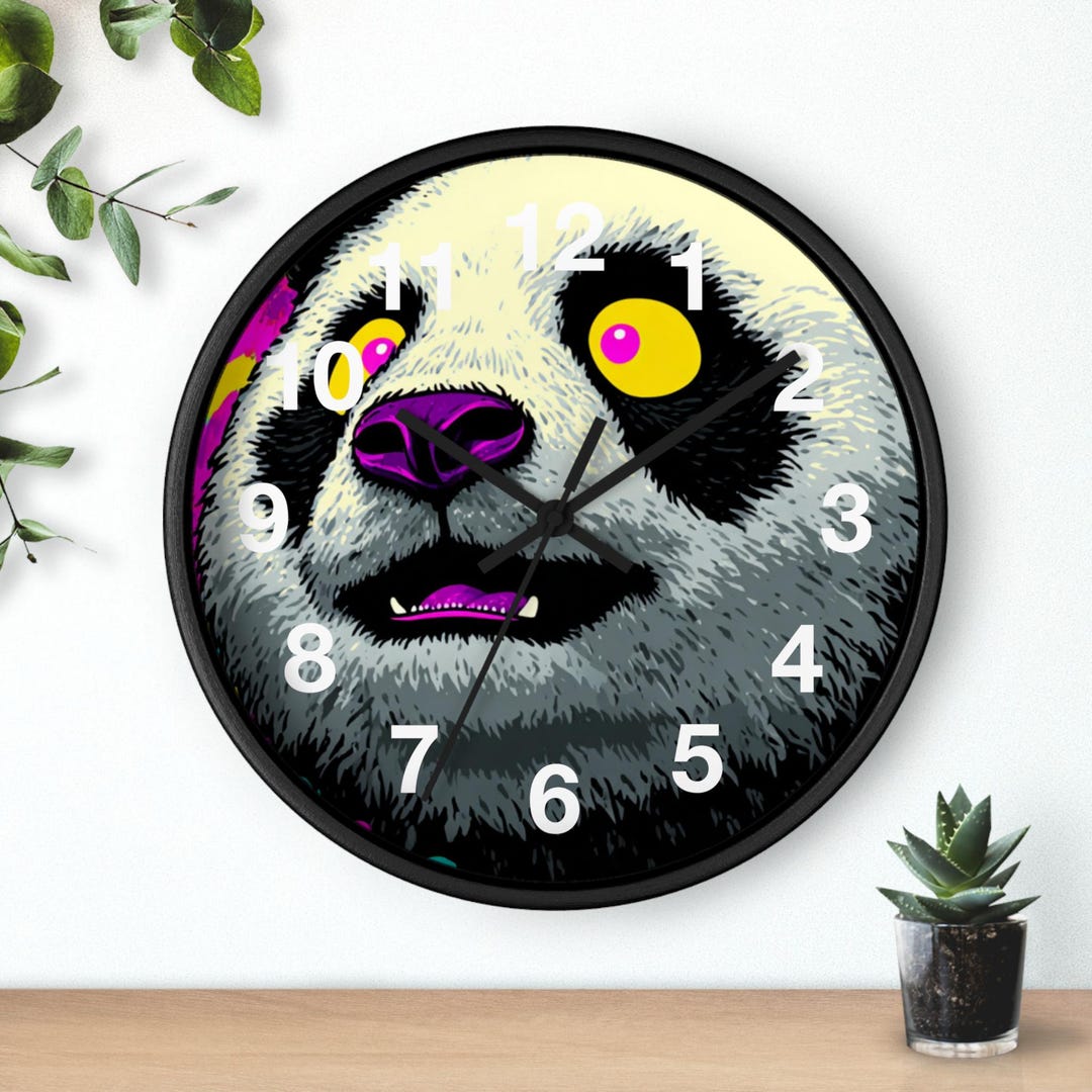 Cartoon Panda Smile Wall Clock | Colorful Animal Face, Retro Art ...