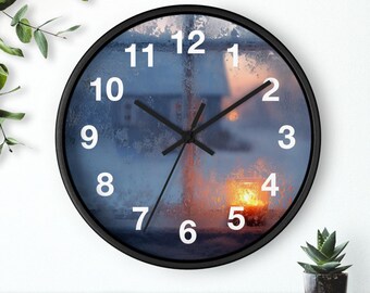 Orologio da parete effetto ghiaccio invernale, complemento d'arredo per soggiorno e cucina, accessorio indispensabile per la casa, idea regalo di Natale, orologio unico.
