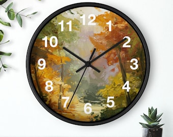 Autumn Light Dance Wall Clock | Fall Landscape Clock, Kitchen Wall Clock, Household Must Have, Christmas Gift Idea