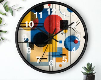 Geometric Color Dance Wall Clock | Mid-Century Modern Shapes, Kitchen Wall Clock, Household Must Have, Christmas Gift Idea