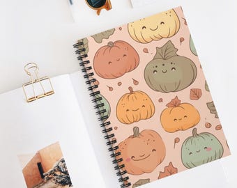 Autumn Smile Leaves Spiral Notebook | Ruled Journal, Artistic Sketchbook, Gift for Writers, Note-taking, School Supplies, Creative Writing