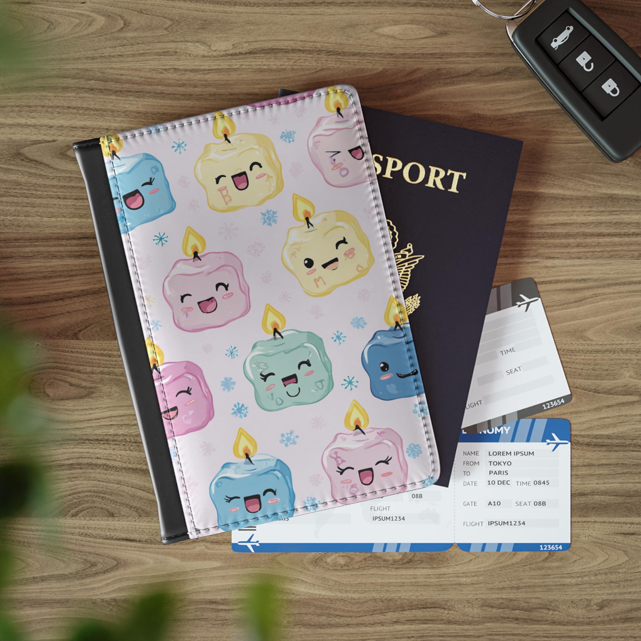 Kawaii Dreidel Trio Passport Cover | Cute Pastel Travel Accessory