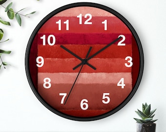 Two Tone Red Clock, Red Clock, Two Tone Clock, Dual Tone Clock