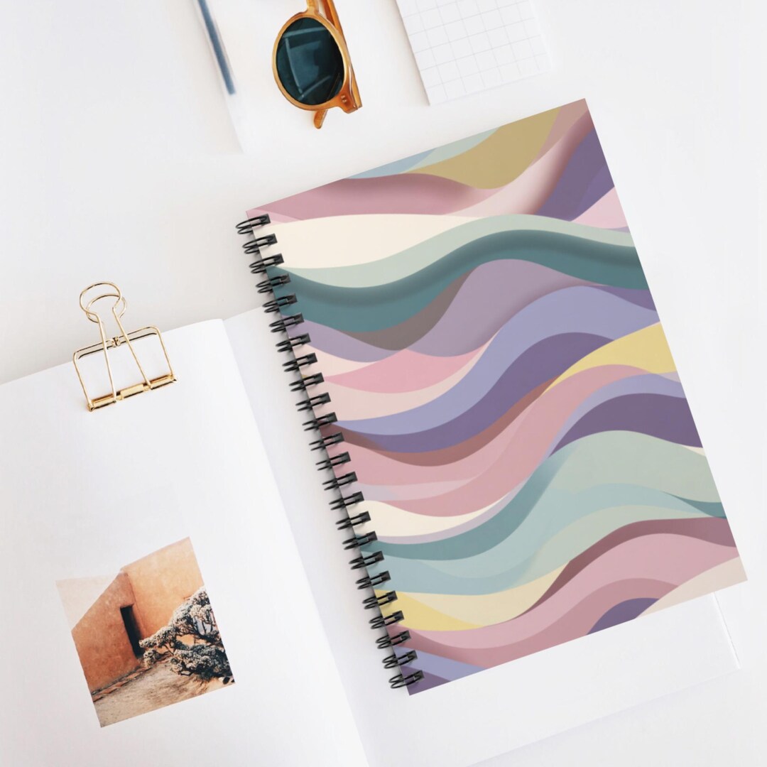 Coastal Current Curves Spiral Notebook, Line Ruled Journal, Artistic ...