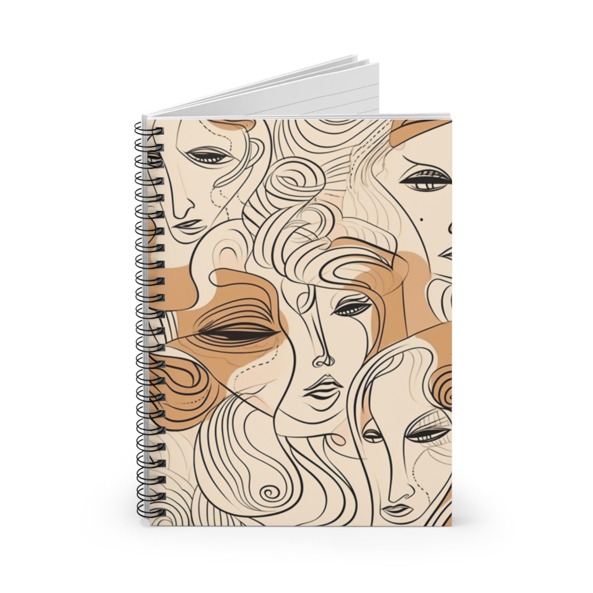 Desert Line Faces Spiral Notebook | Artistic Art Ruled Journal ...