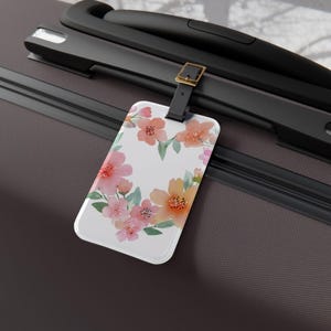 Floral Heart Wreath Luggage Tag - Travel Accessory, Gift for Travelers, Floral Baggage Tag, Vacation Essentials, Summer Travel