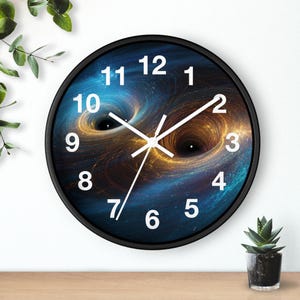 Merging Binary Singularity Wall Clock, Living Room Art Piece, Kitchen Wall Clock, Household Must Have, Christmas Gift Idea, Unique Timepiece image 2