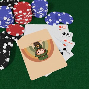 Kawaii Leprechaun Pot Poker-spelkort - St. Patrick's Day-lek, vintage spader ess, lyckobringare för spelare, unik present, pokerkväll