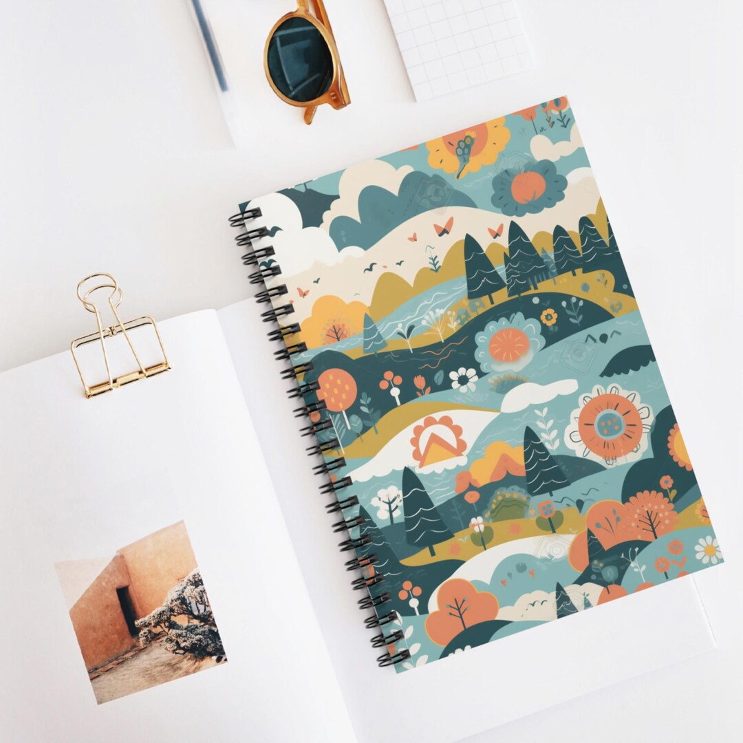 Whimsical Nature Icons Spiral Notebook, Ruled Line Journal, Artistic ...