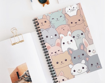 Notatnik spiralny Pastel Animal Pals | Liniowany dziennik, artystyczny szkicownik, pomysł na prezent świąteczny, artykuły szkolne, kreatywne pisanie