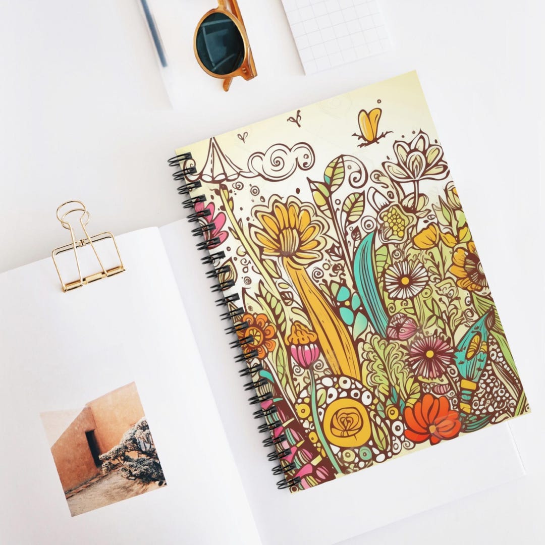 Garden Doodle Fun Spiral Notebook | Ruled Line Journal, Artistic ...
