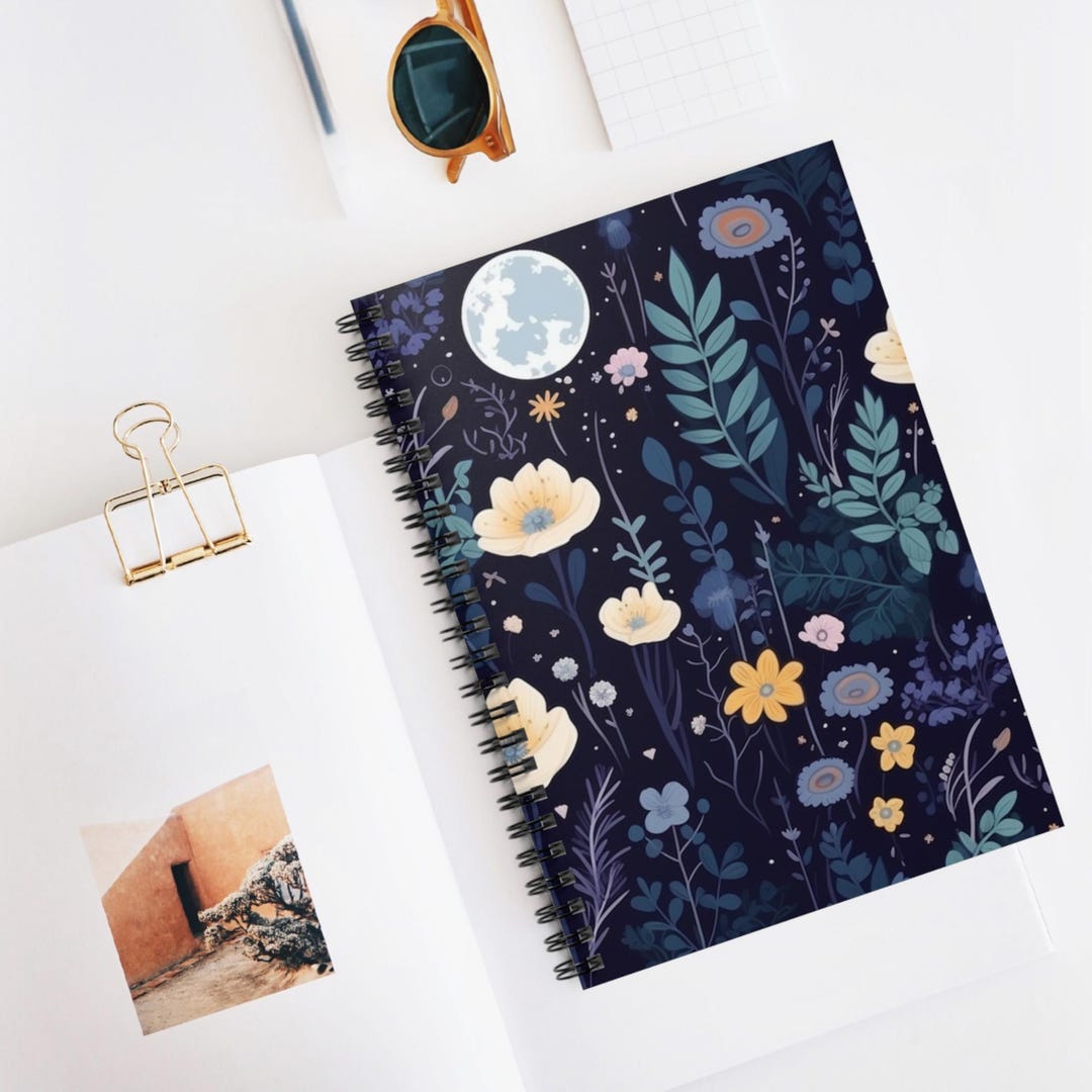 Moonlit Floral Dreams Spiral Notebook | Ruled Journal, Artistic ...