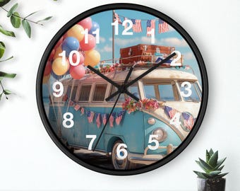 Vintage Road Trip Wall Clock | Vintage Camper Home Decor, Living Room Art Piece, Kitchen Wall Clock, Household Must Have, Gift Idea