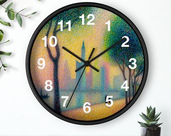 Reloj de pared Riverside Serenity / Árboles al atardecer, Arte del horizonte, Reloj de pared para cocina, Imprescindible para el hogar, Idea de regalo de Navidad, Reloj único