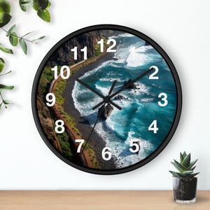 Cliffside Ocean Rail Wall Clock, Living Room Art Piece, Kitchen Wall Clock, Household Must Have, Christmas Gift Idea, Unique Timepiece