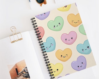 Kawaii Heart Trio Spiral Notebook - Cute Kawaii Design, Journal for Kids, Gift for Students, School Supplies, Doodle Book, Valentine's Day