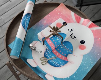 Decorated Kawaii Bunny Wrapping Paper | Pastel Easter Gift Wrap, Eco-Friendly Gift Wrap, Holiday Wrapping Paper, Christmas Essential