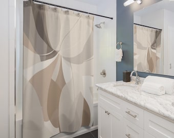 Soft Form Petals Shower Curtain | Beige Modern Bathroom Decor, Gift for Couples, Home Accessories, Cozy Vibes, Christmas Gift Idea