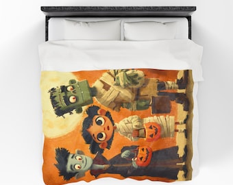 Monster Candy Parade Plush Blanket, Cozy Throw for Fall Decor, Kids Blanket, Halloween Party, Trick or Treat Blanket, Winter Essential