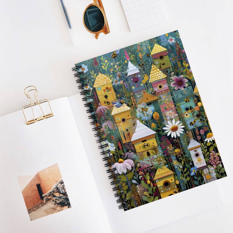 Wildflower Hive Haven Spiral Notebook | Ruled Lined Journal, Artistic ...
