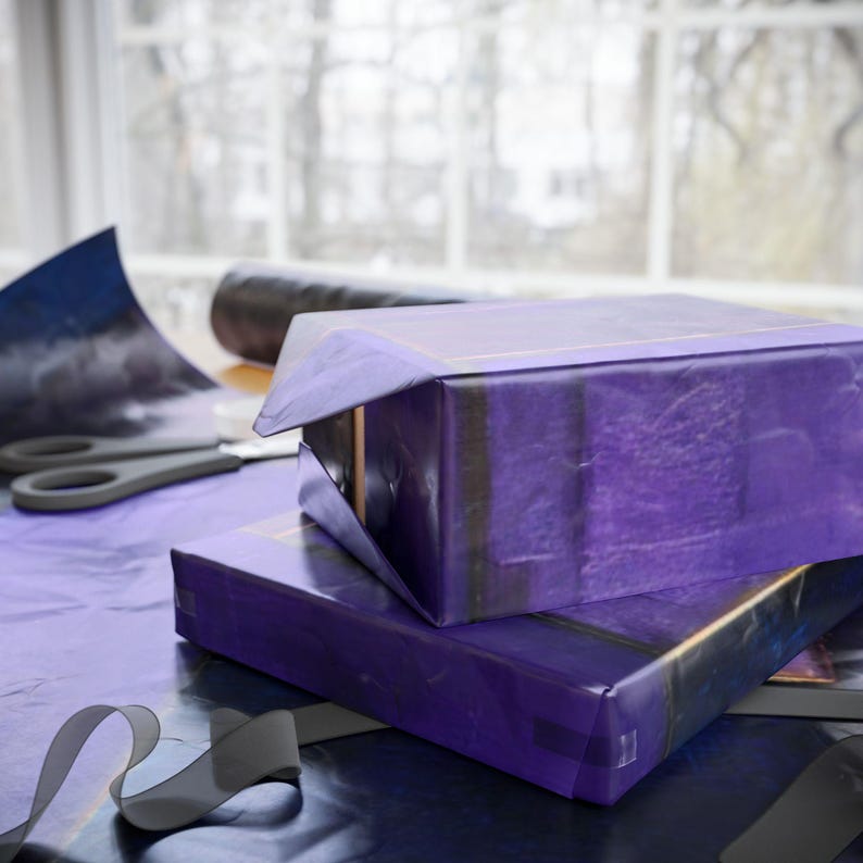 Purple Midnight Wrapping Paper - Modern Gift Wrap for Birthdays, Weddings, Holidays, Artistic Presentations, Unique Decor Wrapping Paper image 2