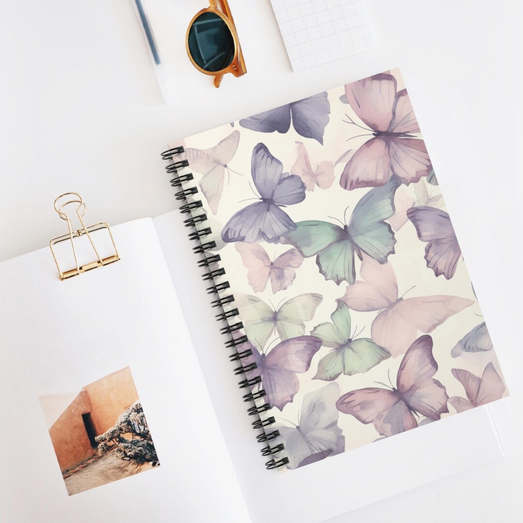 Pastel Flutter Bloom Notebook | Spiral Ruled Journal, Artistic ...