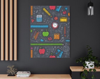 Ruler Pencil Border Canvas Wall Art, Gift for Art Lovers, Home Decor Essential, Christmas Gift, Idea Living Room Artwork, Unique Gift