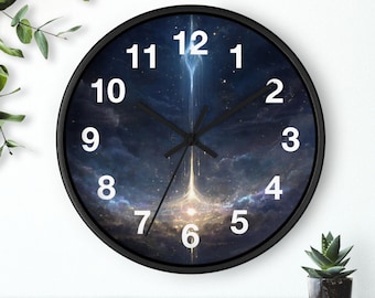 Relógio de Parede com Bocal Cósmico | Nebulosa Espacial, Relógio de Parede para Cozinha, Item Essencial para a Casa, Ideia de Presente de Natal, Relógio Exclusivo