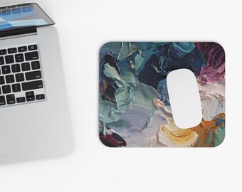 Abstract Color Swirls Mouse Pad | Colorful Brushstroke Desk Mat, Office Desk Accessories, Christmas Gift Idea, Desk Decor, Office Essential