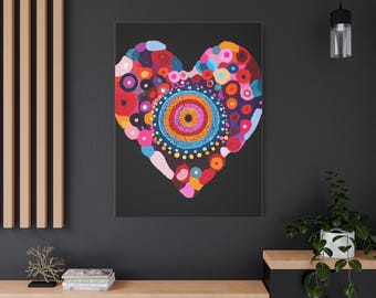 Impression sur toile Heartbeat of Form, décoration d'intérieur ludique, cadeau pour l'amour, art mural vibrant, décoration de la Saint-Valentin