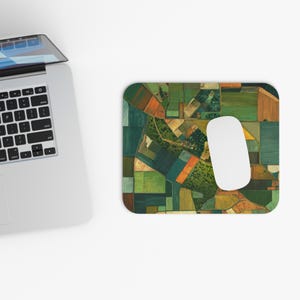 Patchwork Field Mosaic Mouse Pad, Art Desk Mat, Office Desk Accessories, Christmas Gift Idea, Home Desk Decor, Office Essential