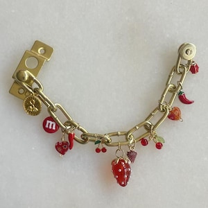 Door Chain Lock Charm Bracelet: Cherry Reds